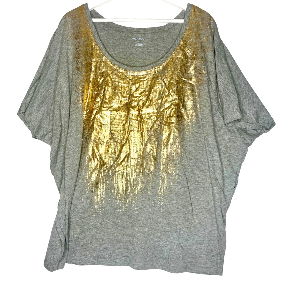 Lane Bryant Women's size 14 gray & gold graphic tee NEW